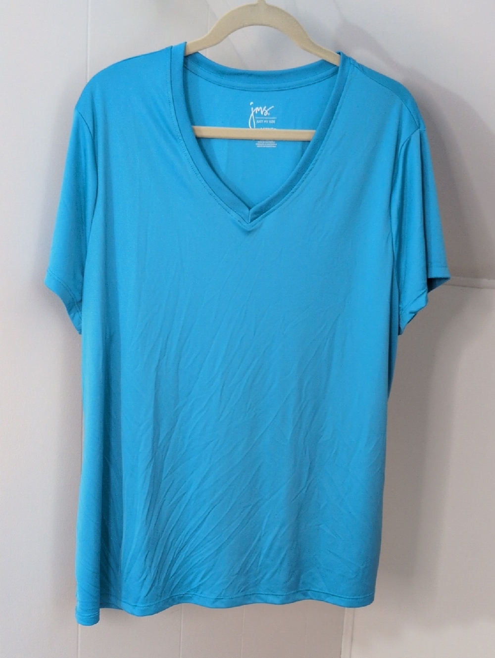 Just My Size Women's Turquoise V-Neck Short Sleeve Tee